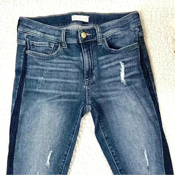 Altar’d State Side Stripe Raw Hem Highrise Ankle Stretch Skinny Jean Size 7 - Picture 3 of 14